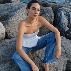 Zara White Strapless Top